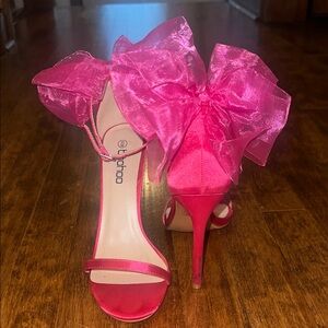 Boohoo Pink Heels with Organza Bow